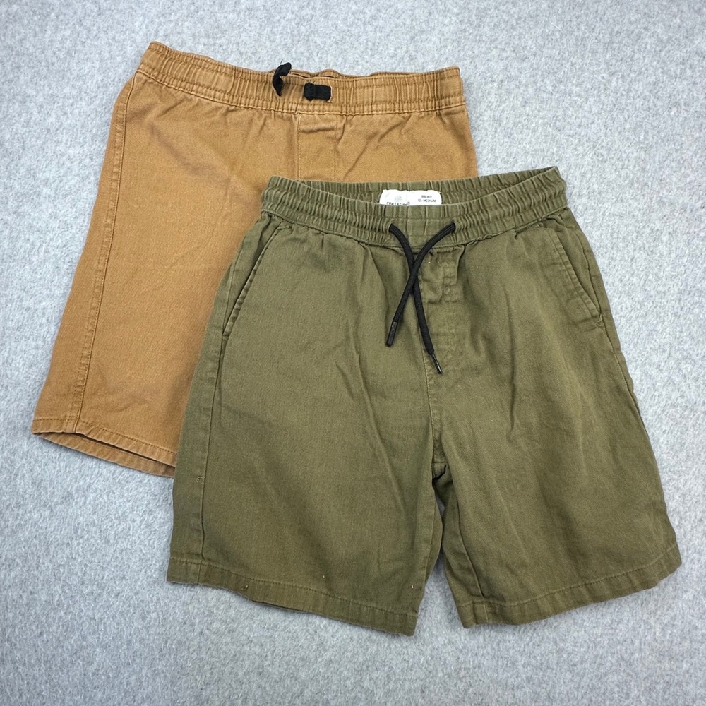 Craft + Flow Street Rules Boys Shorts Bundle Olive Brown Sz 8 10 Elastic Waist